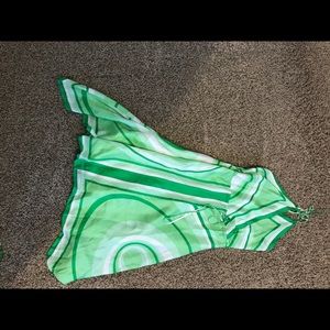 Green and white silk halter dress. Size 0